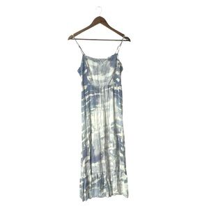 Knox Rose Blue White Boho Maxi Dress Gauzy Flowy Beachy Romantic Pastel Medium